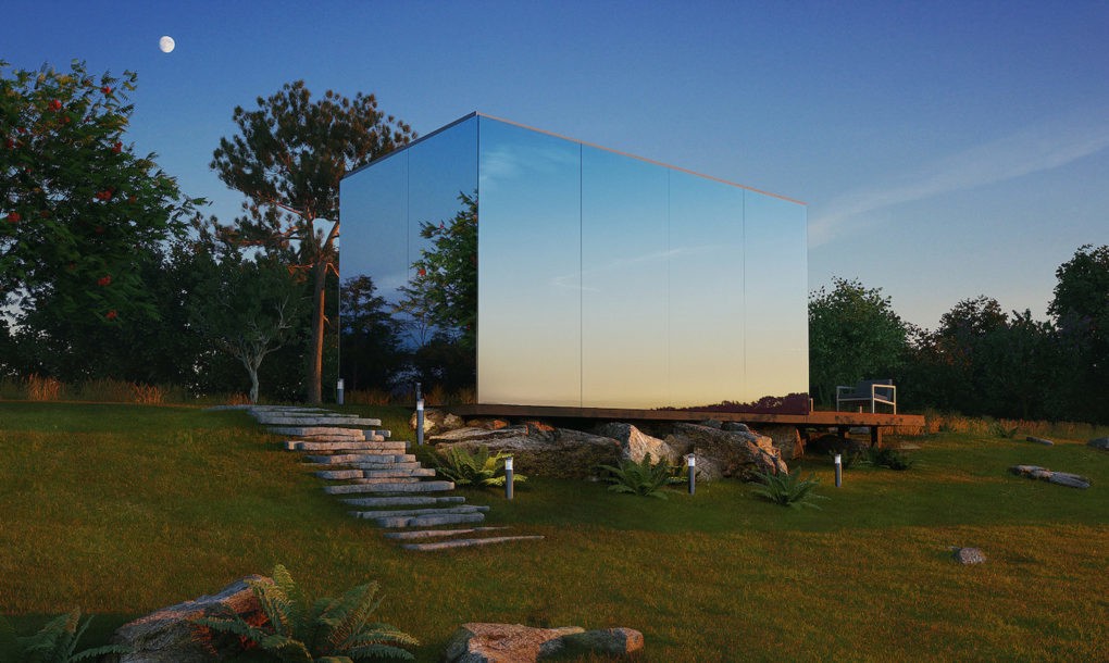 Spectaculos: casa învelită în oglinzi care se integrează în peisaj